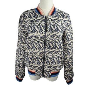 Tom Tailor Bomber Jacket Medium Navy Brocade Design Full Zip Unique Statement